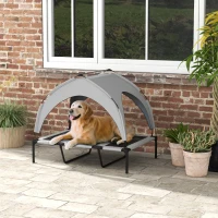 PawHut Elevated Dog Bed with Canopy, Raised Outdoor Pet Bed for Camping with Washable Breathable Mesh, 42" x 30" x 37"(m-3)