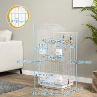 PawHut 39" Bird Cage for Budgie, Cockatiel, Conure, Small Birds, with Ladder, Swing, Toys, Perches, Tray, Feeding Bowls, Handle(m-3)