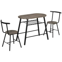 HOMCOM 3-Piece Dining Table Set, Oval Kitchen Table and 2 Chairs, Small Breakfast Table Set with Metal Frame for Small Space, Dining Room, Living Room, 35.4" x 19.7" x 29.5"(m-2)