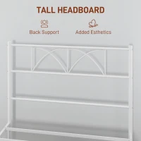 HOMCOM Metal Twin Platform Bed Frame with Headboard, Steel Slat Support, Underbed Storage, No Box Spring Needed, Easy Assembly(m-4)