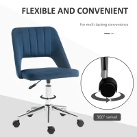 Vinsetto Mid Back Office Chair Velvet Fabric Swivel Scallop Shape Computer Desk Chair, Blue(m-6)