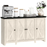 HOMCOM Rustic Sideboard, Buffet Cabinet with Adjustable Shelves for Living Room, Dining Room, Entryway, White Wood Grain(m-9)