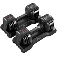 Soozier 5-25 lbs Adjustable Dumbbell Set of 2, 5-in-1 Dumbbell Weights with Quick-Dial System, Non-Slip Grip, Storage Tray(m-13)