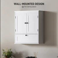 HOMCOM Medicine Cabinet with Adjustable Shelf, Bathroom Wall Cabinet Bathroom Cabinet with Recessed Panels, White(m-4)