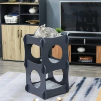Pawhut Multi-level Wooden Cat House Kitten Bed Furniture with Removable Soft Cushion for Rest, Dark Grey(m-10)
