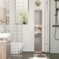 HOMCOM 67" Narrow Bathroom Storage Cabinet, Tall Freestanding Floor Cabinet, Bathroom Linen Cabinet with Doors and Adjustable Shelves(m-1)