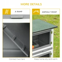 PawHut Wooden Bunny Rabbit Hutch, Small Animal Habitat with Ramp, Removable Tray & Weatherproof Roof, Indoor/Outdoor, Grey(m-7)