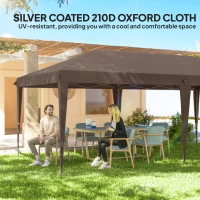 Outsunny 10' x 20' Outdoor Pop Up Canopy Tent Party Tent Instant Shelter W/ Carrying Bag, Coffee(m-6)