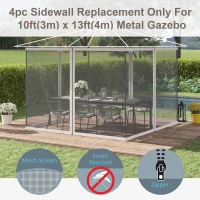 Outsunny Replacement Mosquito Netting for Gazebo 10' x 13' Black Screen Walls for Canopy with Zippers(m-4)