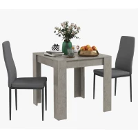 HOMCOM Dining Table Set for 2, Square Kitchen Table and Chairs, Dining Room Table and PU Leather Upholstered Chairs, Grey(m-9)