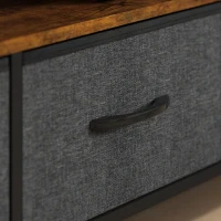 HOMCOM TV Stand with Charging Station, TV Table with 3 Foldable Linen Drawers and Open Shelf for 55 Inch Television, Rustic Brown(m-10)