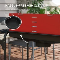 Outsunny Charcoal Barbecue Grill with Adjustable Grill Height, Portable BBQ Trolley with Ash Catcher and Wheels, Red(m-7)