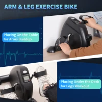 Soozier Portable Mini Pedal Exercise Bike Indoor Cycle Fitness Arm Leg w/ LCD Display, Black(m-4)