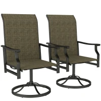 Outsunny Patio Swivel Chair Set of 2, Swivel Rocker Outdoor Chairs with High Back, for Lawn Garden Backyard Deck, Brown(m-9)