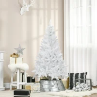 HOMCOM 5ft Artificial Christmas Tree with Pine Realistic Branches, Auto Open, for Indoor Decoration, White(m-1)