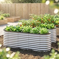 Outsunny 2Pcs Galvanized Raised Garden Bed, 6 x 2 x 2 ft Modular Metal Garden Beds with Rubber Strip Edging, Silver(m-8)