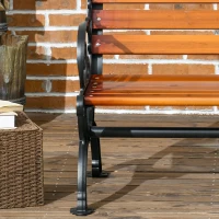 Outsunny 47 Inch Outdoor Garden Bench, Patio Loveseat with Unique Armrests, Slatted Seat Back, 528 lbs. Capacity, Teak Colour(m-7)
