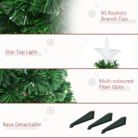 HOMCOM 2.5FT Prelit Artificial Tabletop Christmas Tree with Fibre Optics Holiday Home Xmas Decoration for Table and Desk Geen(m-9)