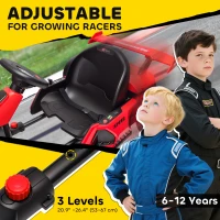 Aosom 24V Electric Go Kart, Battery Powered Kids Drift Kart with Adjustable Seat, Seat Belt, Horn, Music, Light, Red(m-5)