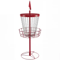Soozier 24-Chain Portable Practice Basket for Disc Golf Target Stand, Lightweight Basket w/ Carry Bag, Red and Silver(m-9)