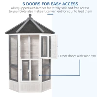PawHut 72" Aviary Bird Cage, Includes Perches, Lockable Doors, Nesting Areas, Elegant Vintage Flight Enclosure Suitable for Small Parrots, Budgie, Canary, Cockatiel(m-4)