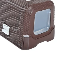 PawHut D31-002 Deluxe Cat Litter Pan, Coffee(m-10)