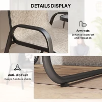 Outsunny Outdoor Bistro Set of 3, 3-Piece Patio Set with Breathable Mesh Fabric, Stackable Chairs and Square Table, Brown(m-6)