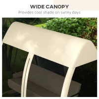 Outsunny 3-Seater Outdoor Swing Chair Chaise Lounger Bed Garden Hammock with Steel Stand, Canopy Netting Walls, Beige(m-6)