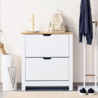 HOMCOM Shoe Storage Cabinet with 2 Flip Drawers and Adjustable Shelves for 8-12 Pairs of Shoes, White