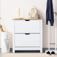 HOMCOM Shoe Storage Cabinet with 2 Flip Drawers and Adjustable Shelves for 8-12 Pairs of Shoes, White(m-1)