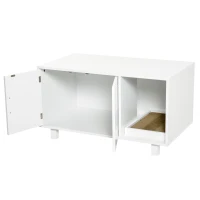 PawHut Cat Litter Box Enclosure, Hidden Litter Box Furniture, Cat House End Table Washroom with Scratching Pad(m-9)