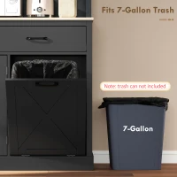 HOMCOM 69" Kitchen Pantry Cabinet with Charging Station Kitchen Cabinet with Microwave Stand 7 Gallon Trash Can Cabinet Black(m-7)