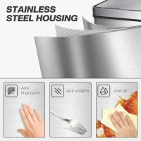 HOMCOM 13.2 Gallon (50 L) Sensor Can, Automatic Garbage Can with Soft-Close Lid, Fingerprint-Proof Stainless Steel, Silver(m-6)