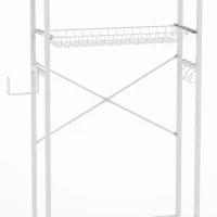 HOMCOM Over-the-Toilet Storage Shelf, 3-Tier Over-Toilet Bathroom Organizer with Adjustable Shelves and Pull-Out Basket, White(m-12)