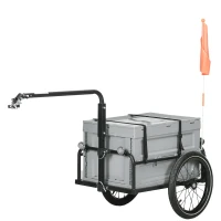 Aosom Steel Trailer for Bike, Bicycle Cargo Trailer with Foldable Storage Box and Safe Reflectors, Max Load 88LBS, Grey(m-2)
