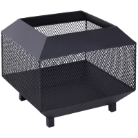 Outsunny 17" Outdoor Fire Pit with Fire Poker, Wood Burning Firepits, Portable Firepit for Patio Backyard Bonfire Camping, Black(m-2)