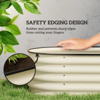 Outsunny 5' x 2' x 1.5' Large Outdoor Planter Box, Galvanized Raised Garden Bed with Metal Plant Stake, Cream White(m-6)