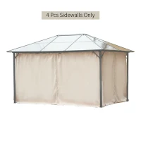 Outsunny Gazebo Curtains, 10' x 12' Universal Replacement Privacy Curtain, 4-Panels Sidewall with Hooks/C-Rings, Beige(m-9)