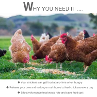 PawHut 30 lbs Capacity Automatic Chicken Poultry Feeder with a Galvanized Steel and Aluminium Build, Weatherproof Design(m-8)