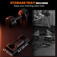 Soozier 5-25 lbs Adjustable Dumbbell Set of 2, 5-in-1 Dumbbell Weights with Quick-Dial System, Non-Slip Grip, Storage Tray(m-7)