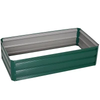 Outsunny 4' x 2' x 1' Galvanized Raised Garden Bed, Metal Garden Box with Open Bottom, Easy Assembly Outdoor Planter Box for Vegetables Flowers Herbs, Green(m-2)