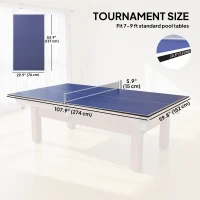 Soozier 9 ft Folding Ping Pong Table Top for Pool Tables, Table Tennis Conversion Top with Net, Foam Padding, Blue(m-3)
