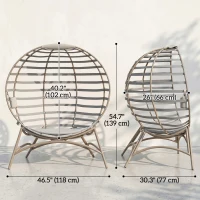 Outsunny Egg Chair, Patio Lounge Chair, Foldable Basket Chair with Large Seat Cushion, Side Pocket, Light Grey(m-3)