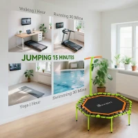 Soozier 50" Foldable Mini Trampoline, Fitness Trampoline Rebounder with Bungee, Adjustable Handle Bar, Stable & Quiet(m-7)