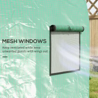 Outsunny Polytunnel Greenhouse Walk-in Grow House with Plasric Cover, Door, Mesh Window and Steel Frame, 6.6' x 10' x 6.6'(m-6)