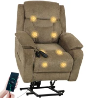 HOMCOM Power Recliner Chair with Massage, Electric Lift Chair for Elderly with Side Pockets, 2 Memory Positions, Remote, Brown(m-9)