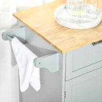 HOMCOM 41" Kitchen Island with Storage and Solid Wood Top, Rolling Kitchen Cart on Wheels with 2 Storage Drawers, 2 Doors and Towel Rack for Dining Room, Grey(m-9)