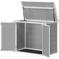 Outsunny 41 Cu. Ft. Outdoor Storage Shed, Outdoor Horizontal Trash Can Storage with Chain Lid, Lockable Storage Box, Grey(m-2)