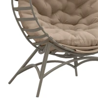 Outsunny Egg Chair, Patio Lounge Chair, Foldable Basket Chair with Large Seat Cushion, Side Pocket, Sand(m-10)