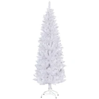 HOMCOM 6ft Tall Pencil Artificial Christmas Tree with 479 Branch Tips with Steel Base, White(m-9)